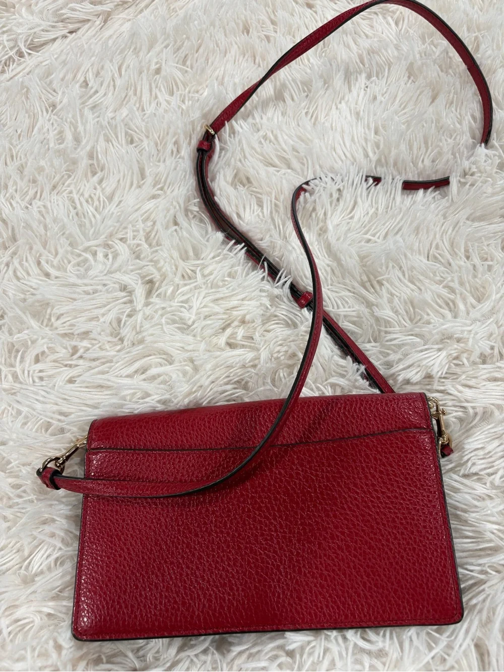 Coach Red Pebbled Leather Crossbody Wallet